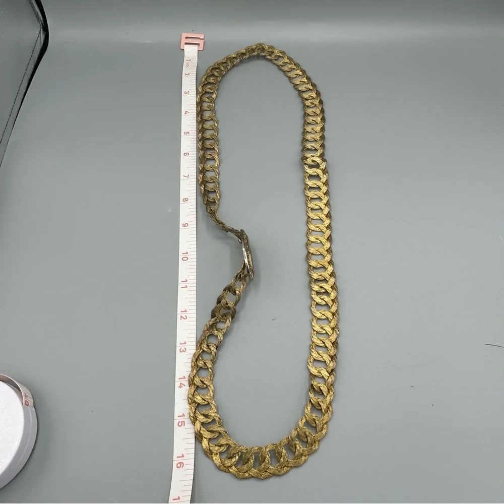 Vintage Gold Chain Belt Necklace Enamel Medallion Heavy 94g Statement
